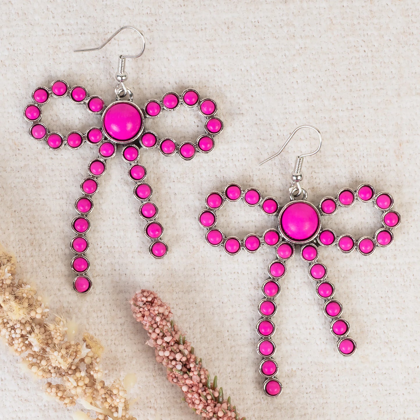DOORBUSTER Squash Blossom Bow Earrings - Fuchsia