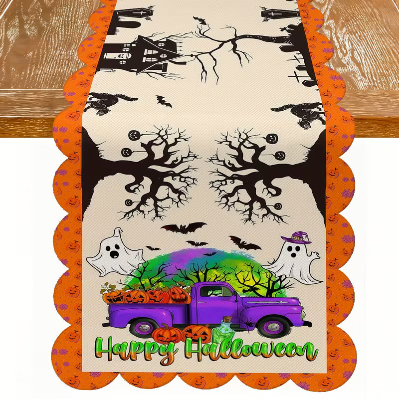 Spooky Truck Table Runner