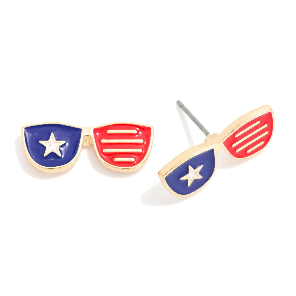Enamel Americana Sunglasses Stud Earrings