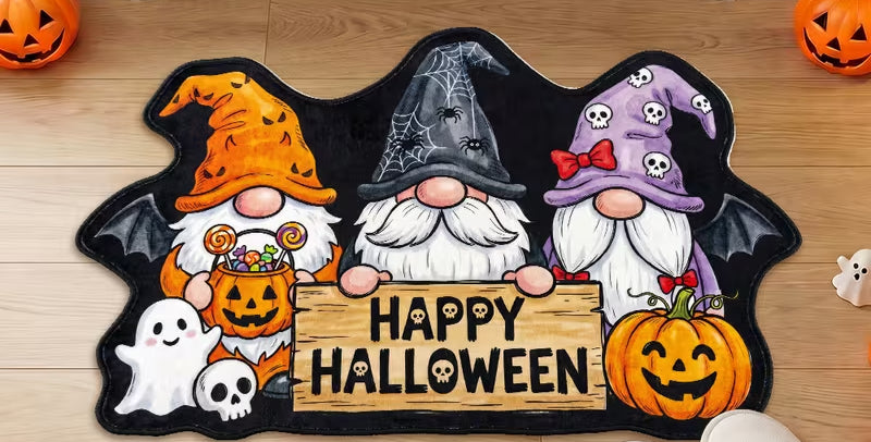 Preorder Happy Halloween Gnome Shaped Bath/Bedroom/Kitchen Rug