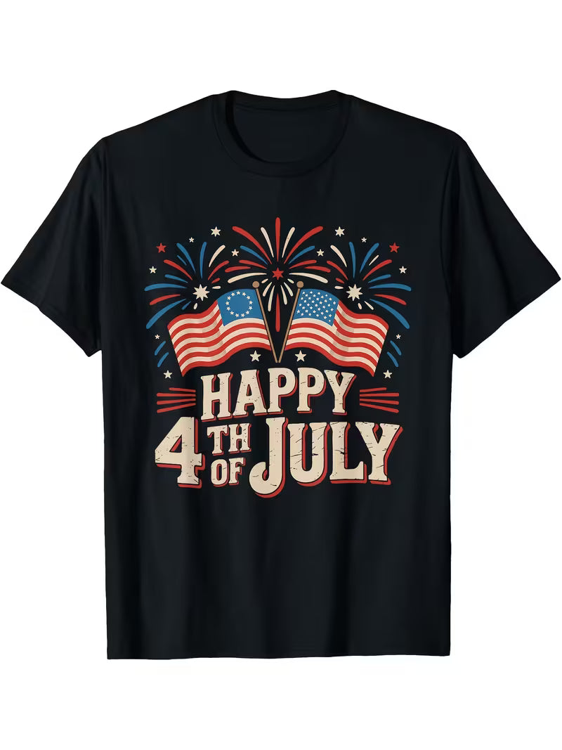 Unisex Happy 4th of July Vinyl Graphic T-Shirt