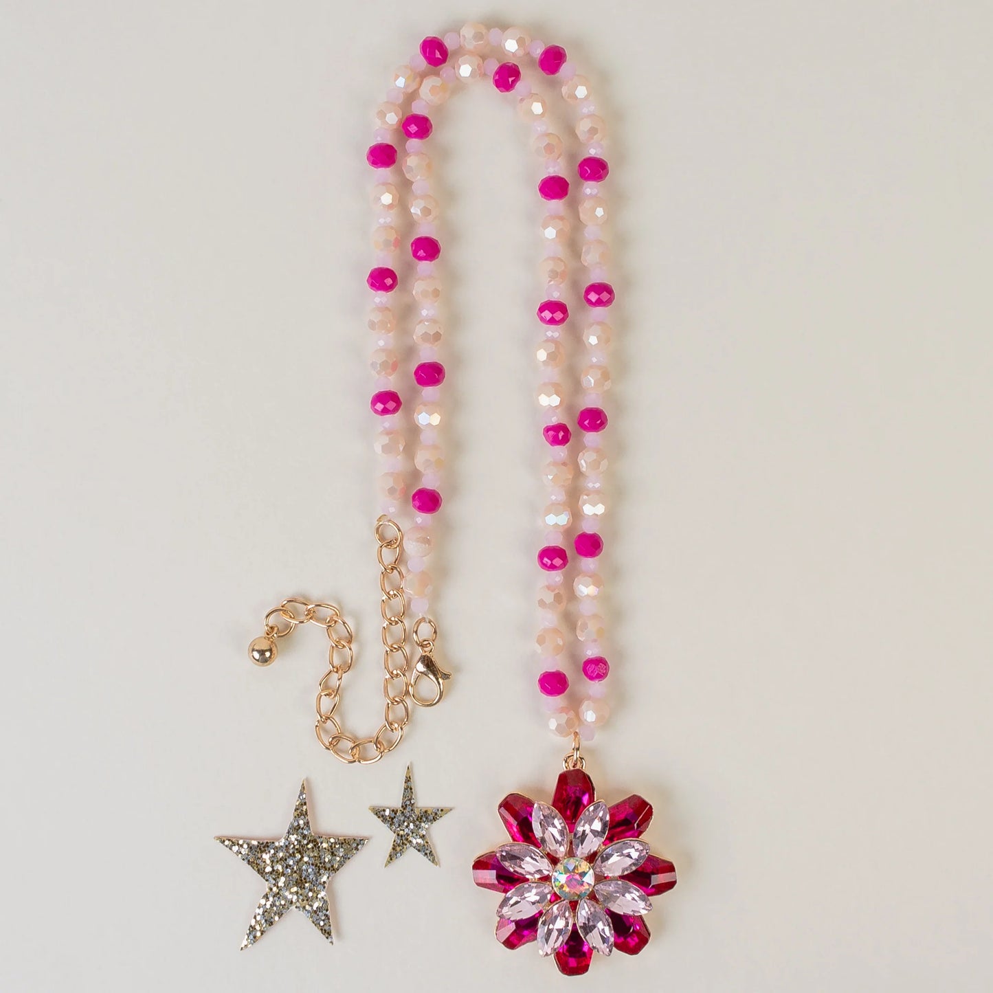 Flower Pendant Necklace - Fuchsia