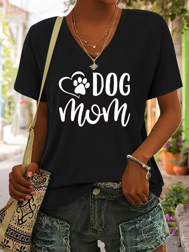 Women's Dog Mom Vinyl Graphic T-Shirt
