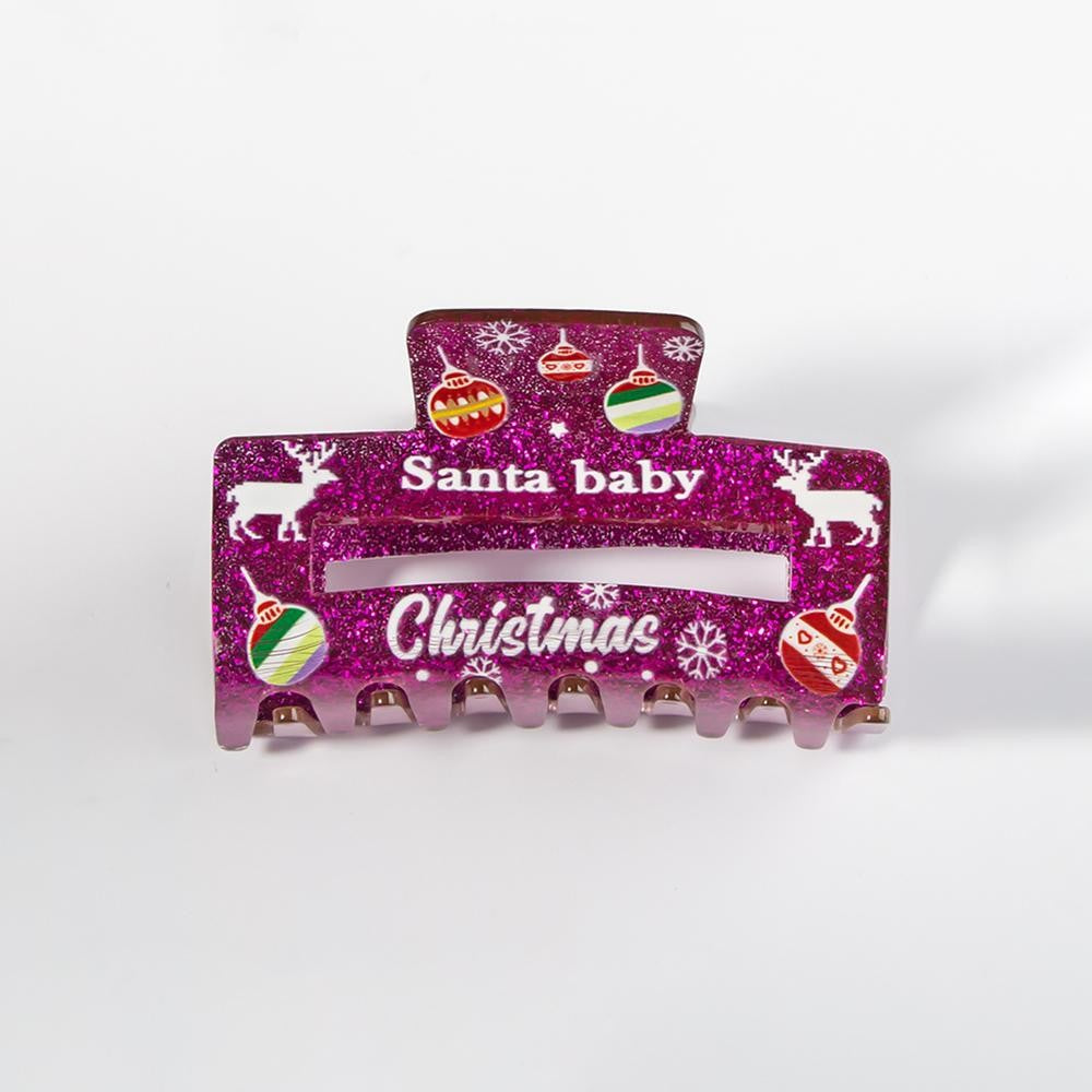 Santa Baby' Glitter Christmas Hair Claw Clip Purple
