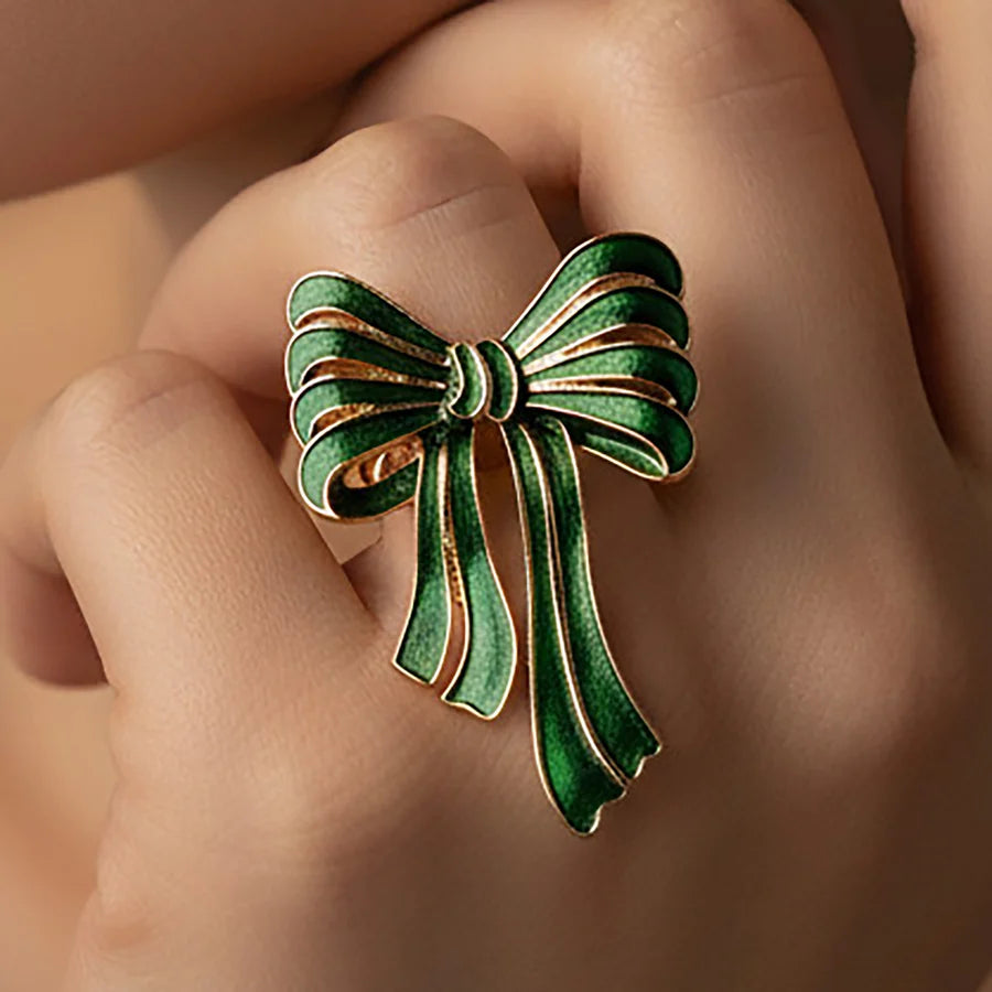 Christmas Bow Ring Green