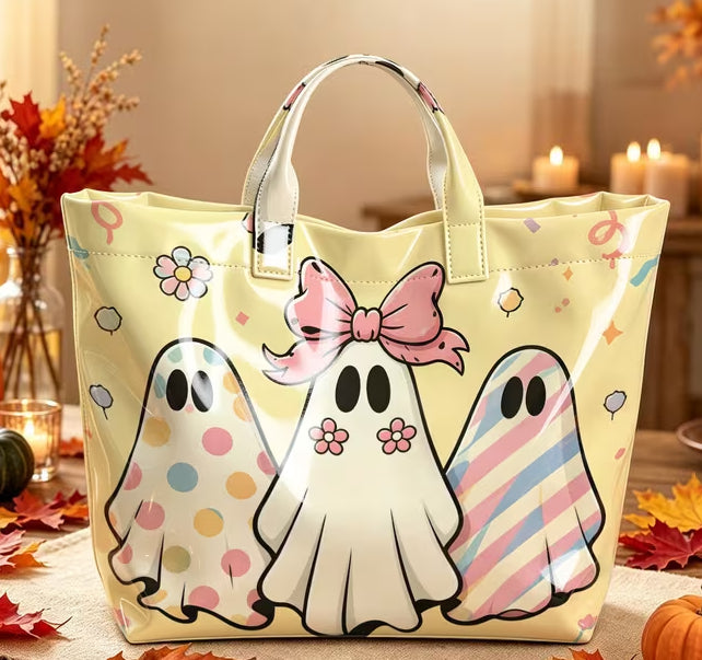 Glossy PVC 3 Ghost Tote Bag - Yellow