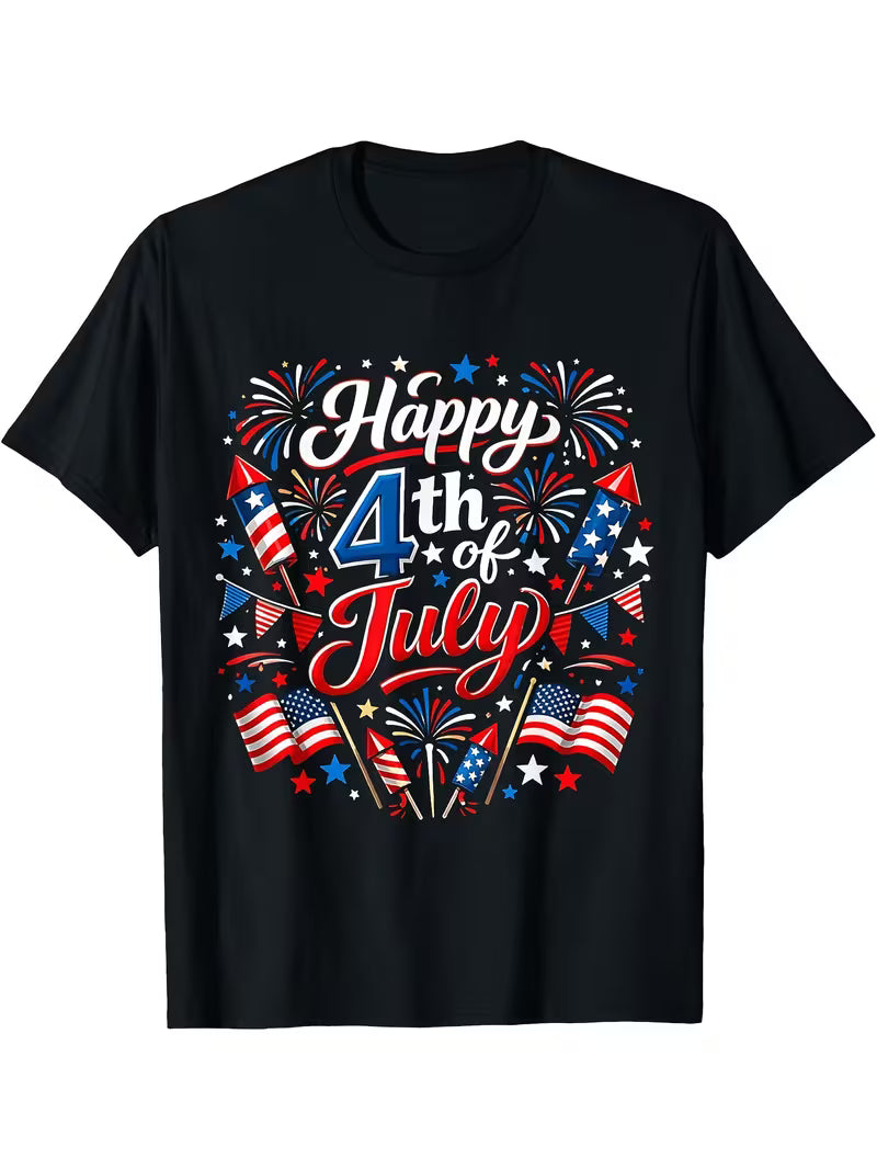 Unisex Happy 4th Vinyl Graphic T-Shirt
