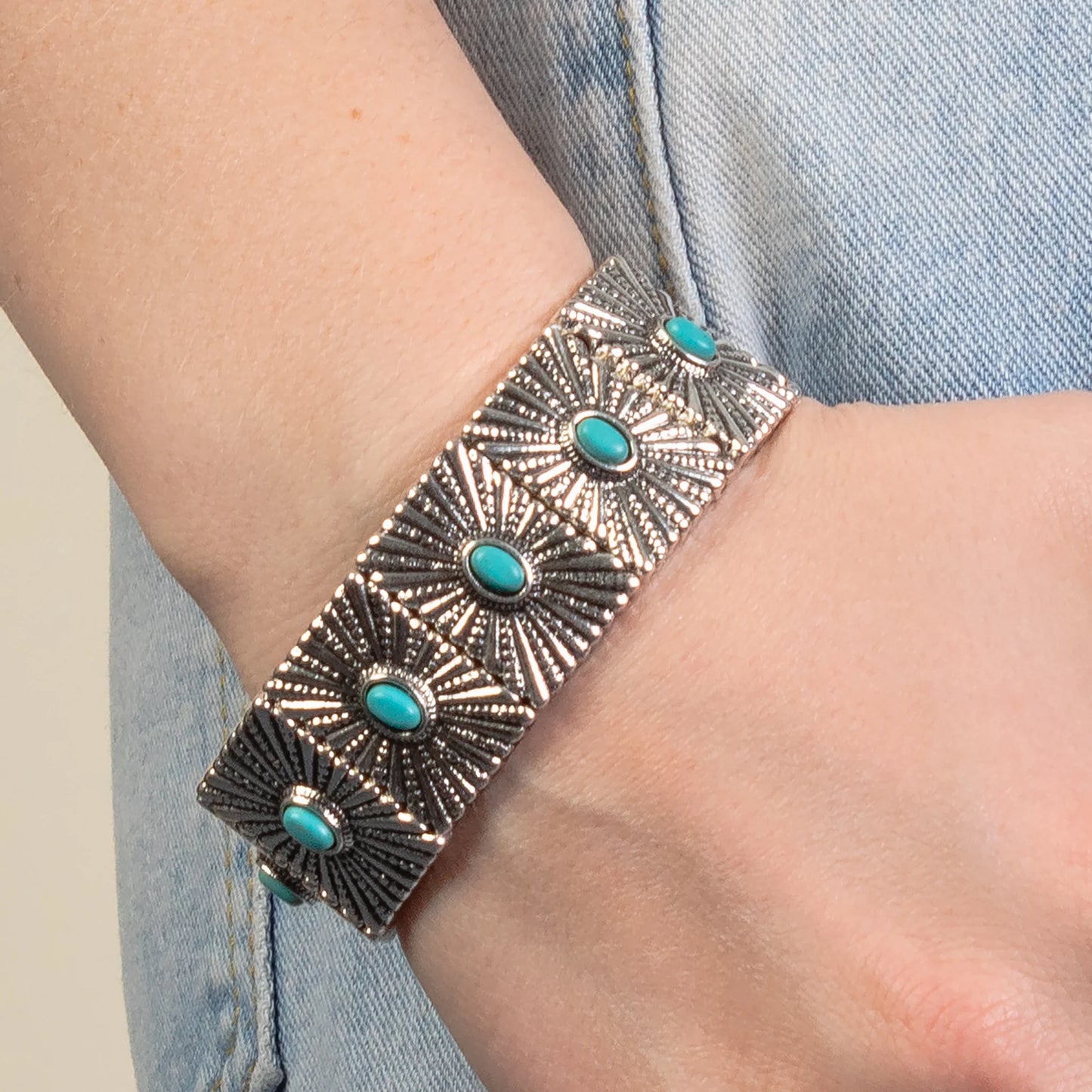 Squash Blossom Bracelet - Turquoise & Silver