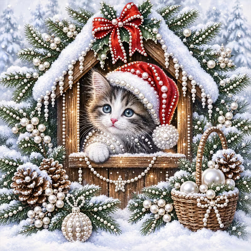 Preorder Santa Hat Cat Pearl Painting Kit