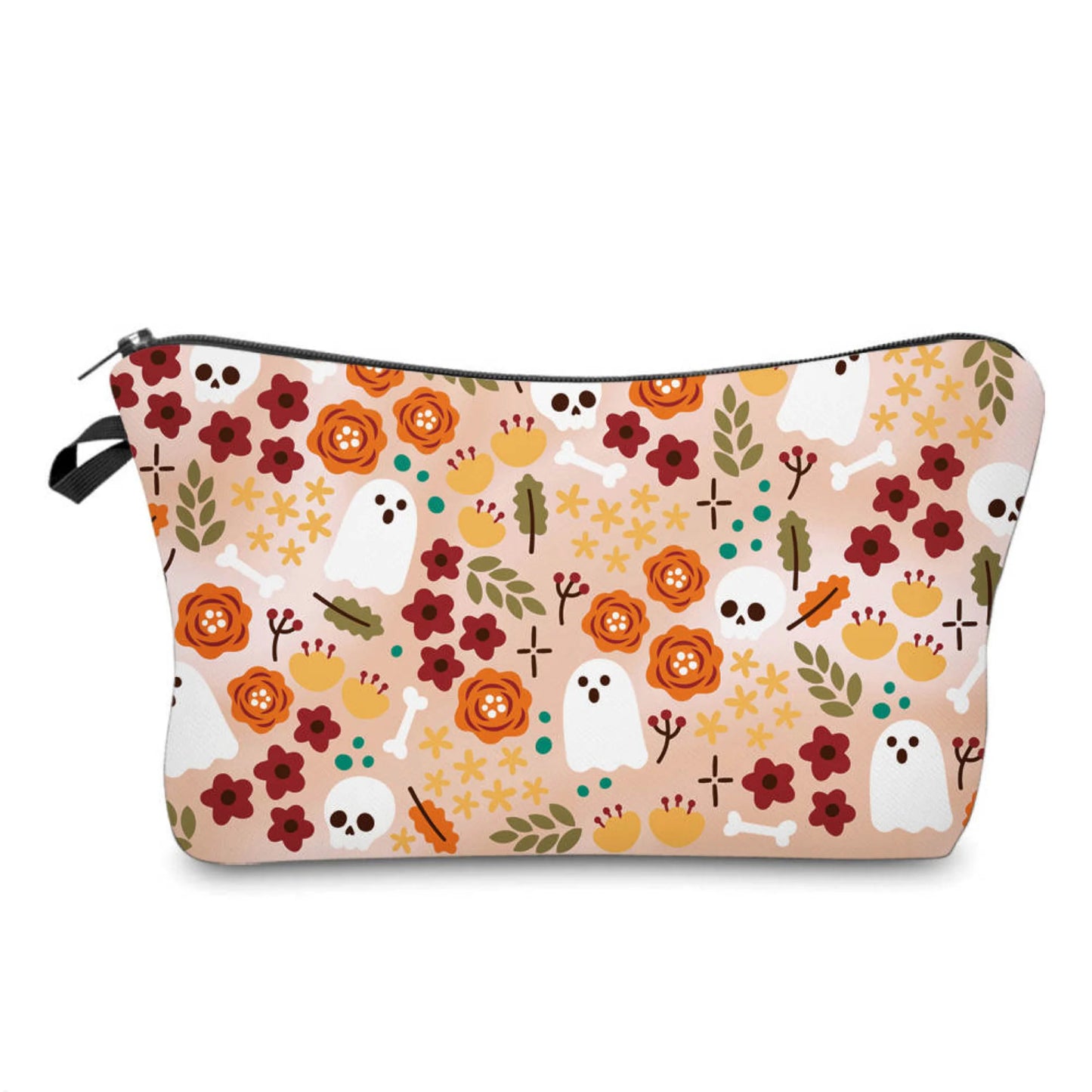 Halloween Fall, Floral Ghost Water Resistant Pouch (
