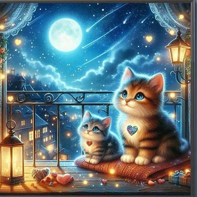 Preorde Moon Night Cats Diamond Art Painting Kit