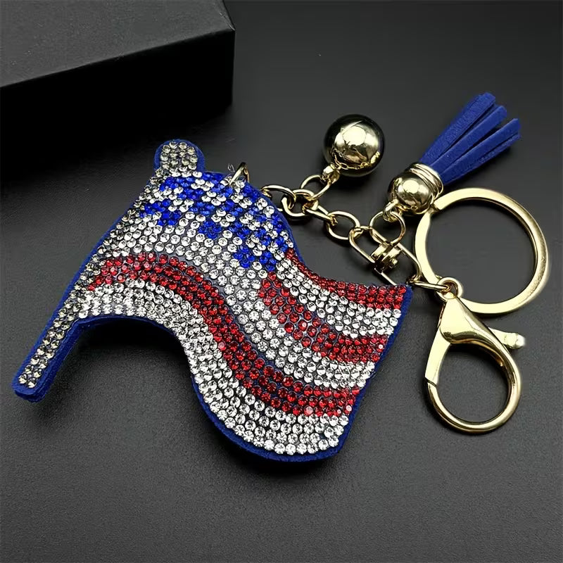 Rhinestone Flag Keychain
