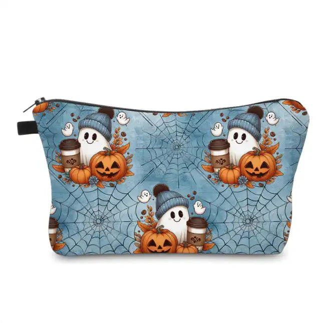 Halloween Fall, Pumpkin Ghost Coffee Water Resistant Pouch