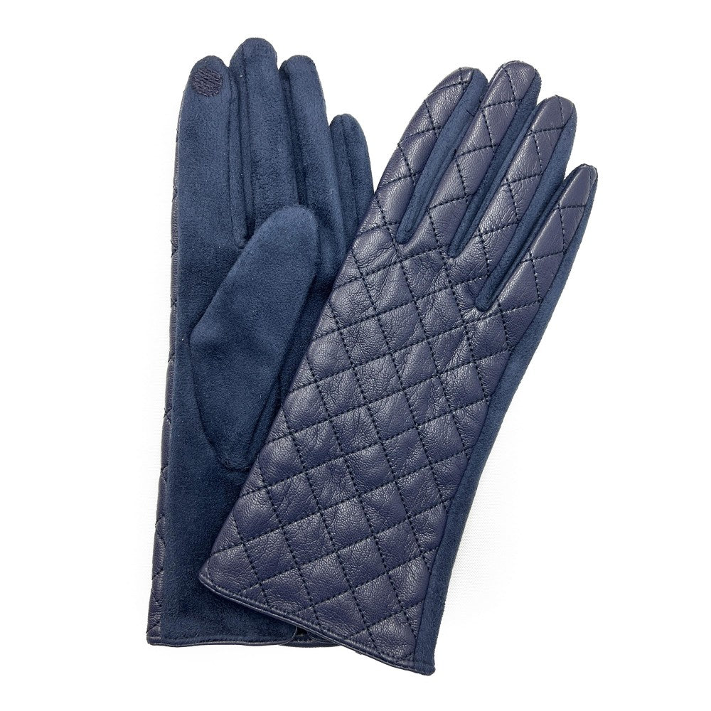 Vegan Leather Gloves With Cross Stitch Detail