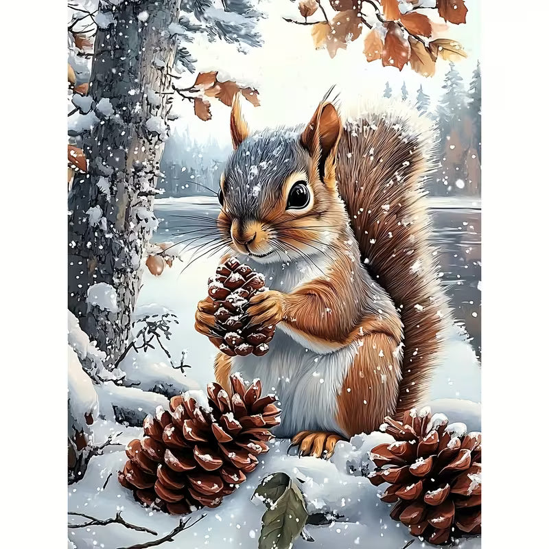 Preorde Winter Squirrel Diamond Art Painting Kit
