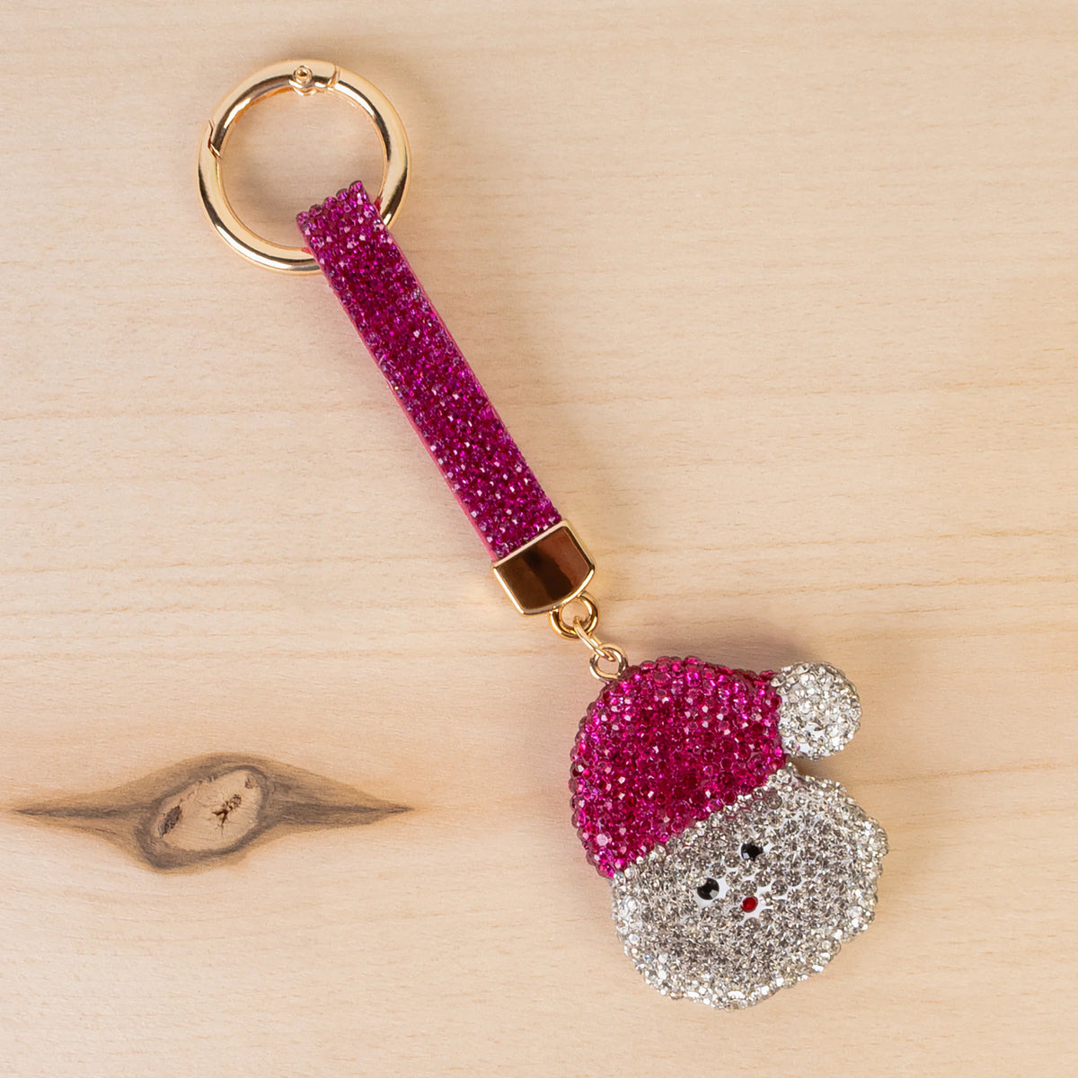 Crystal Santa Keychain - Fuchsia