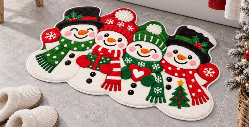 4 Snowman Shaped Bath/Bedroom/Kitchen Rug