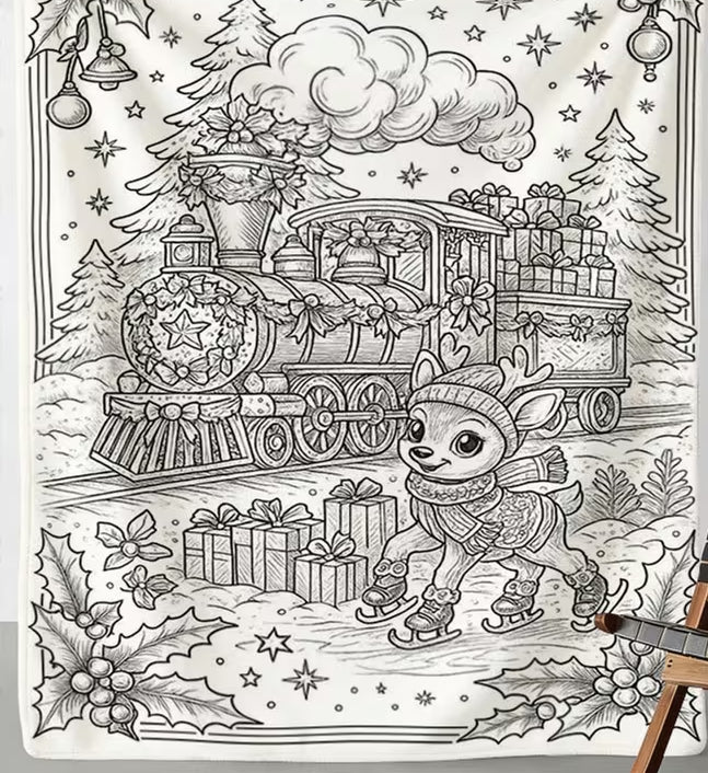 DIY Coloring Blanket - Train