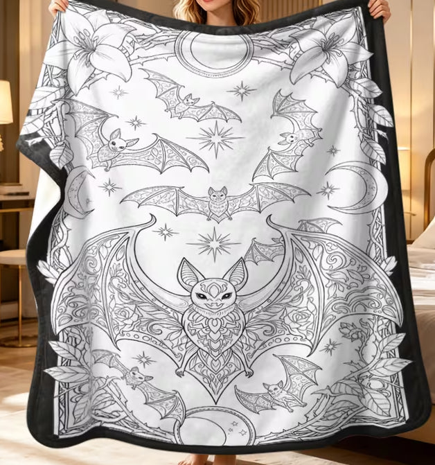 DIY Coloring Blanket - Bat