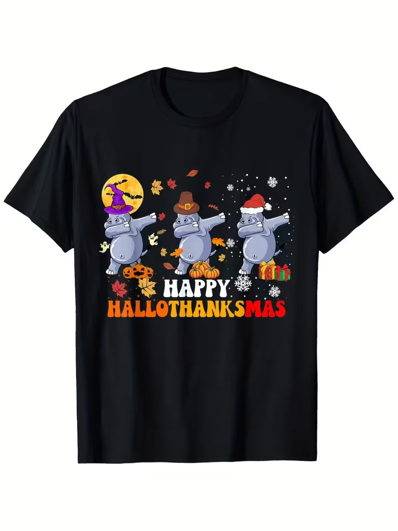 Unisex Happy Hippo Vinyl Graphic T-Shirt