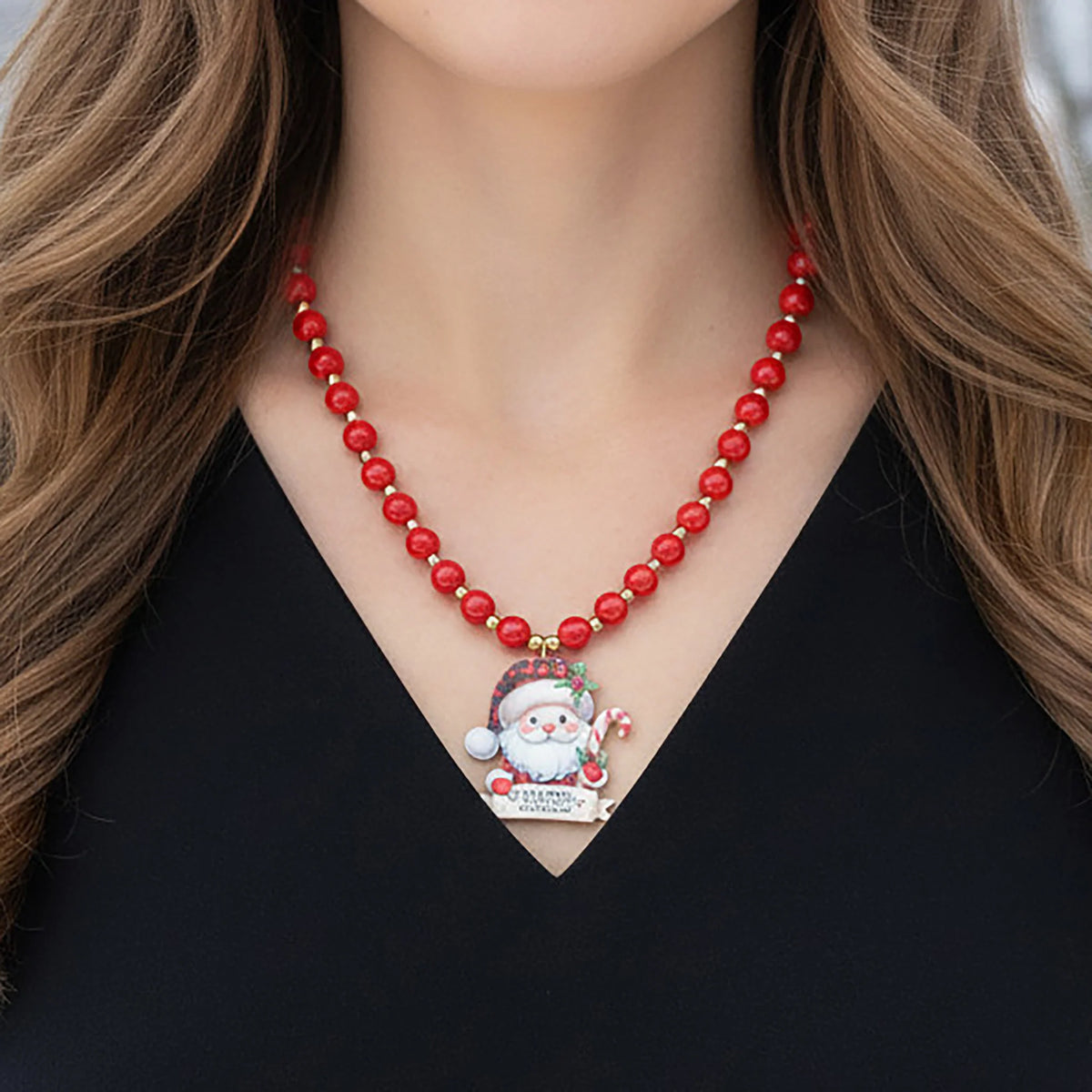 Santa's Workshop Pendant Necklace - Red
