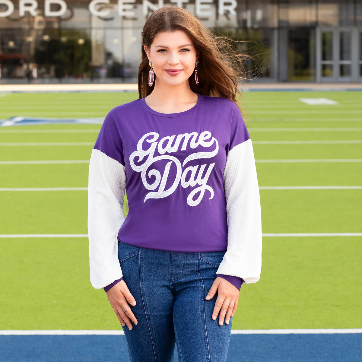 Sunshine & Rodeo Game Day Long Sleeve Top Purple