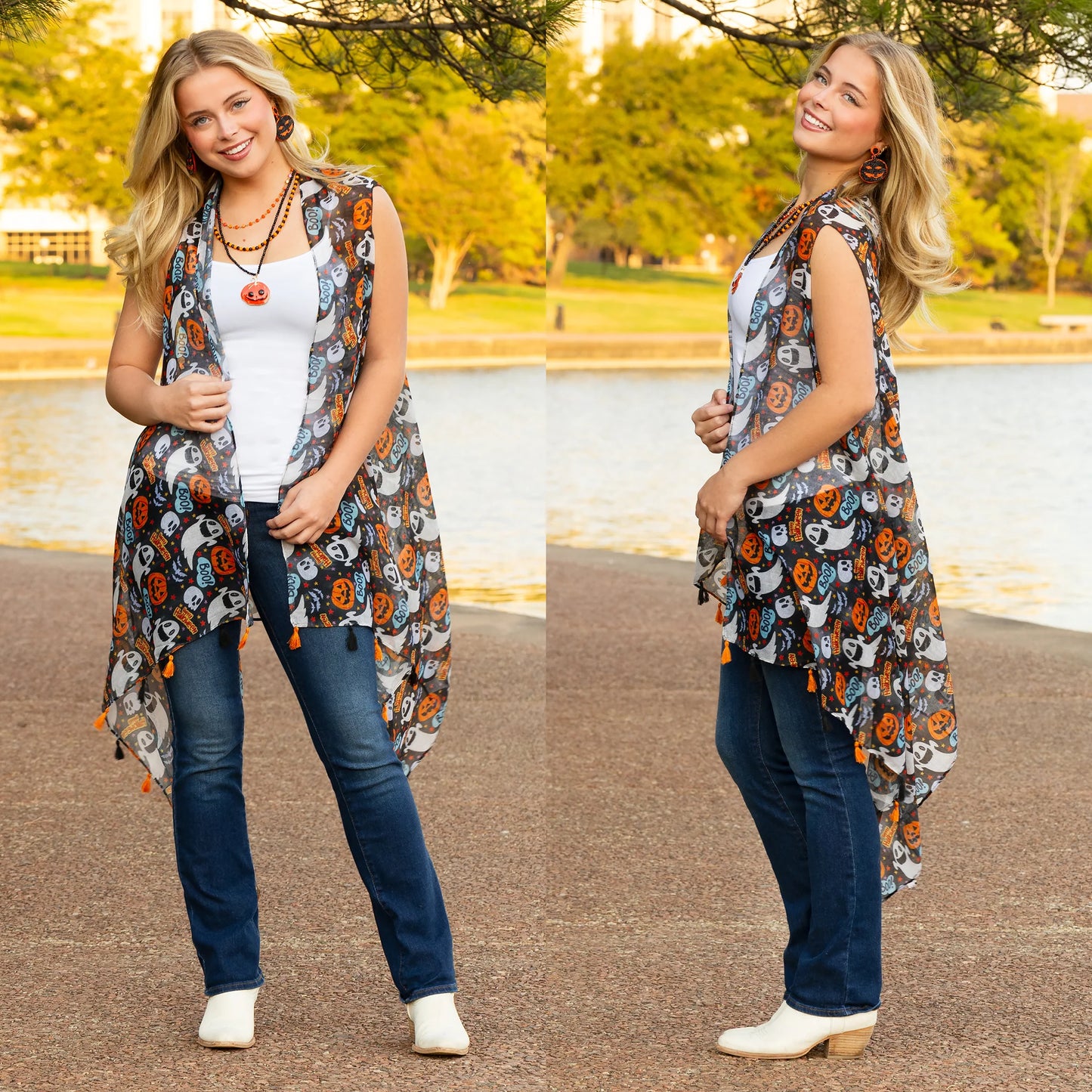 Sunshine & Redeo Happy Halloween Print Vest