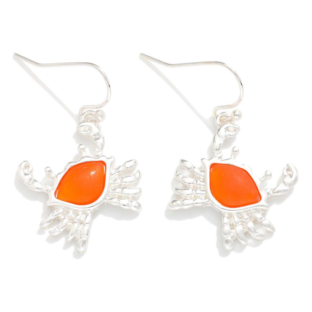 Acetate & Metal Crab Drop Earrings