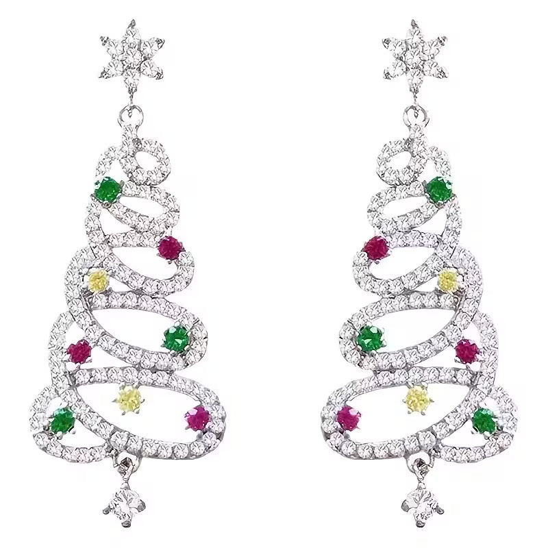 Dangle Silver Tree Earrings