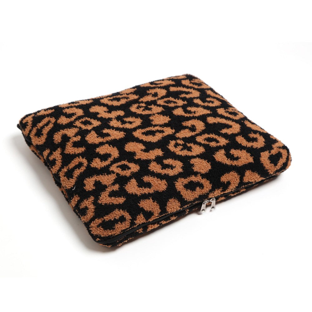 Animal Print Knit ComfyLuxe Two in One Blanket Pillow - Black