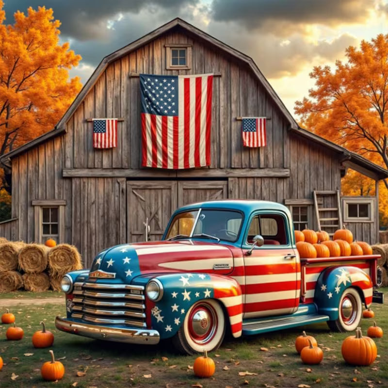 Preorder 8 x 8 Americana Truck Diamond Art