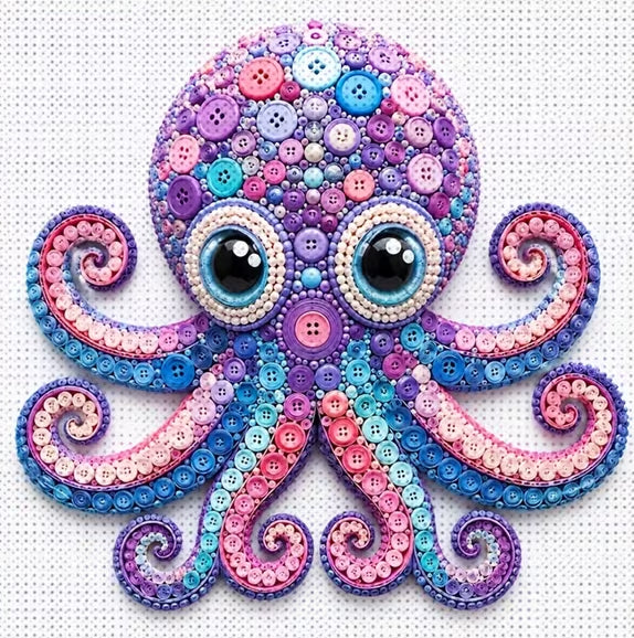 Preorder Octopus Button Diamond Art Painting Kit
