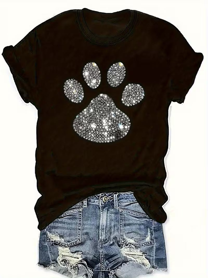 Unisex Silver Paw Print Vinyl Graphic T-Shirt