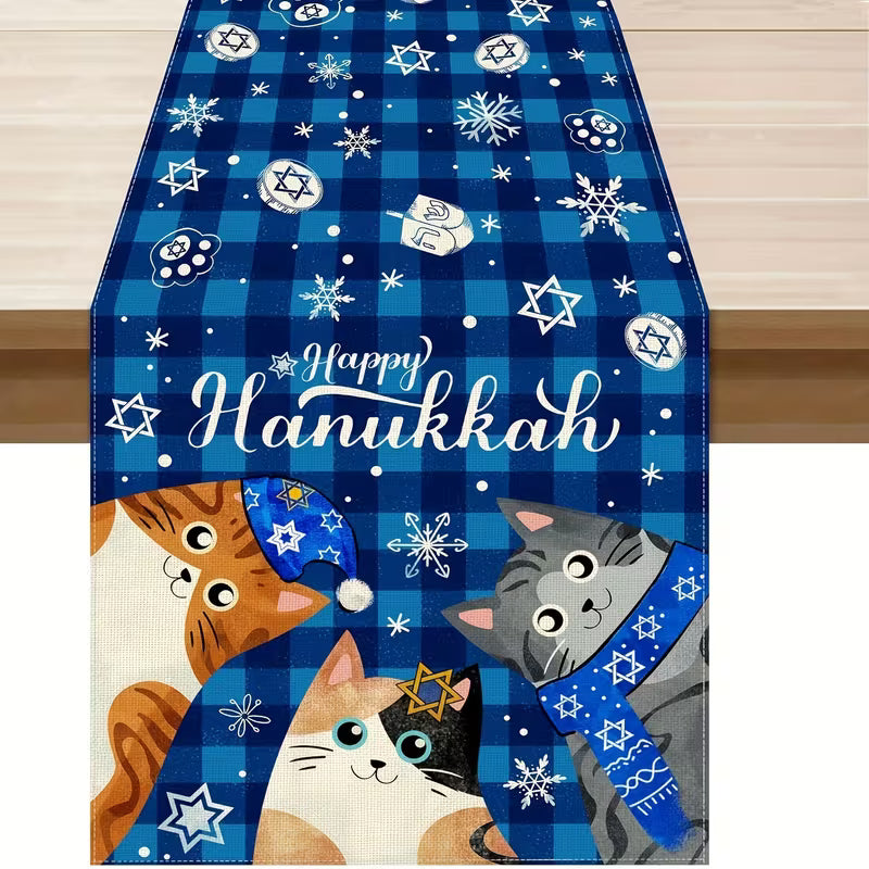Preorde Happy Hanukkah Cats Table Runner