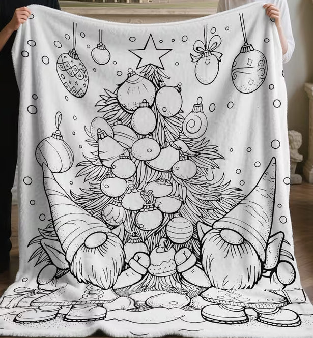 DIY Coloring Blanket - Gnome & Tree
