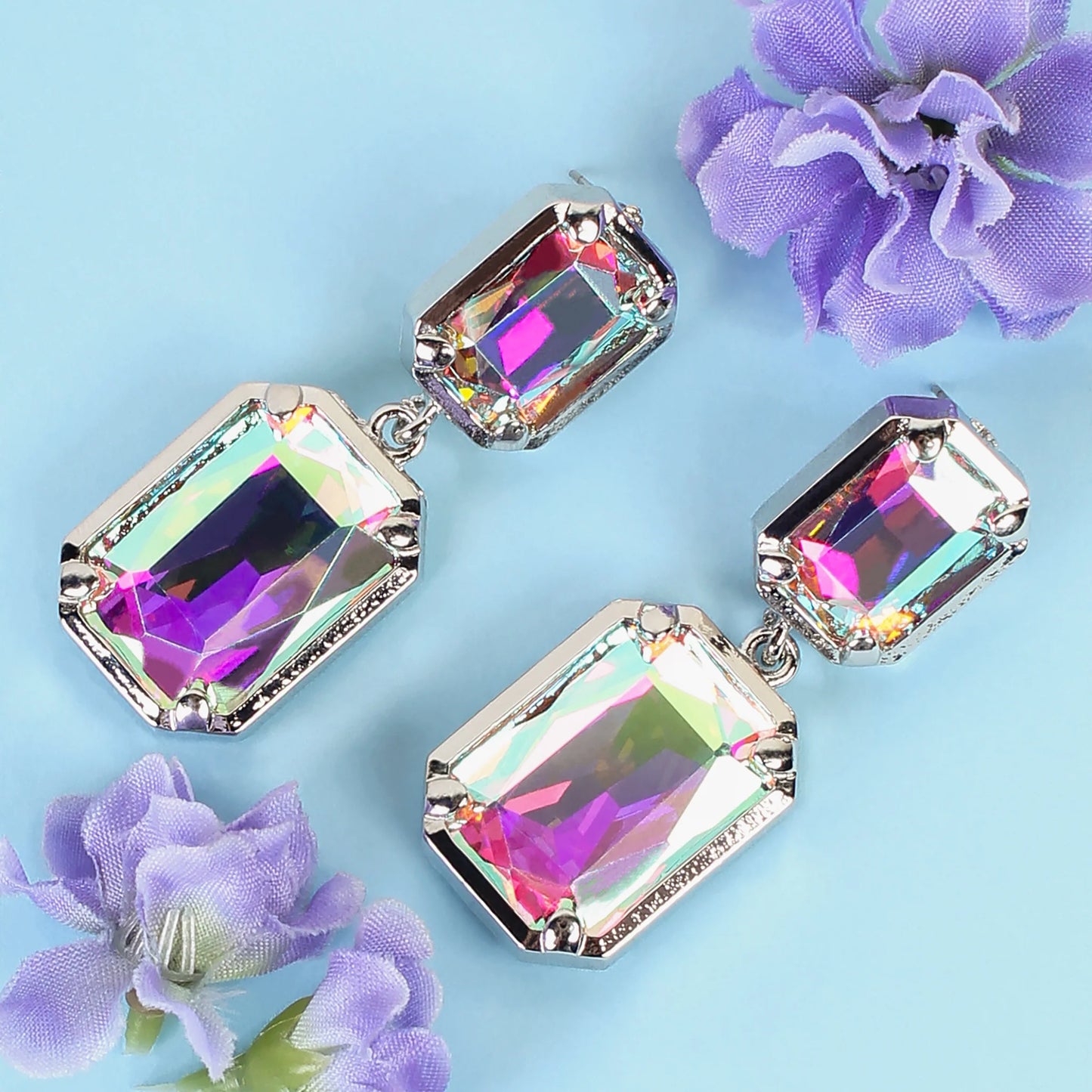 Crystal Drop Earrings - AB