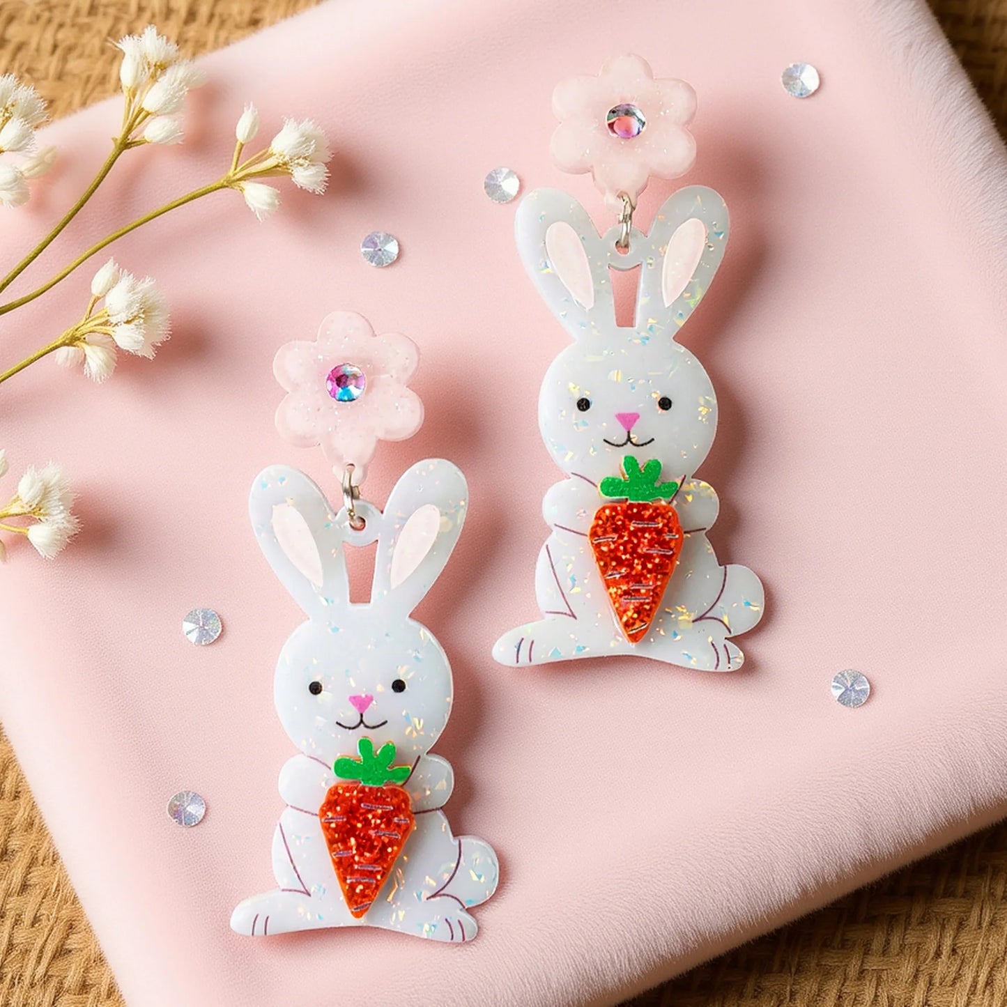 Easter Bunny Earrings - White