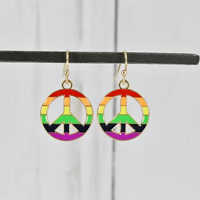Colorful Peace Sign Earrings