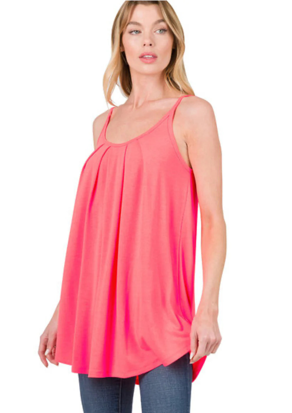Basic Adjustable Strap Tank - Coral Pink