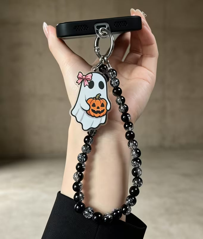 Ghost with Pumpkin Phone Lanyard