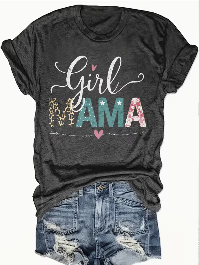 Women's Plus Girl Mama Vinyl Graffic T-Shirt
