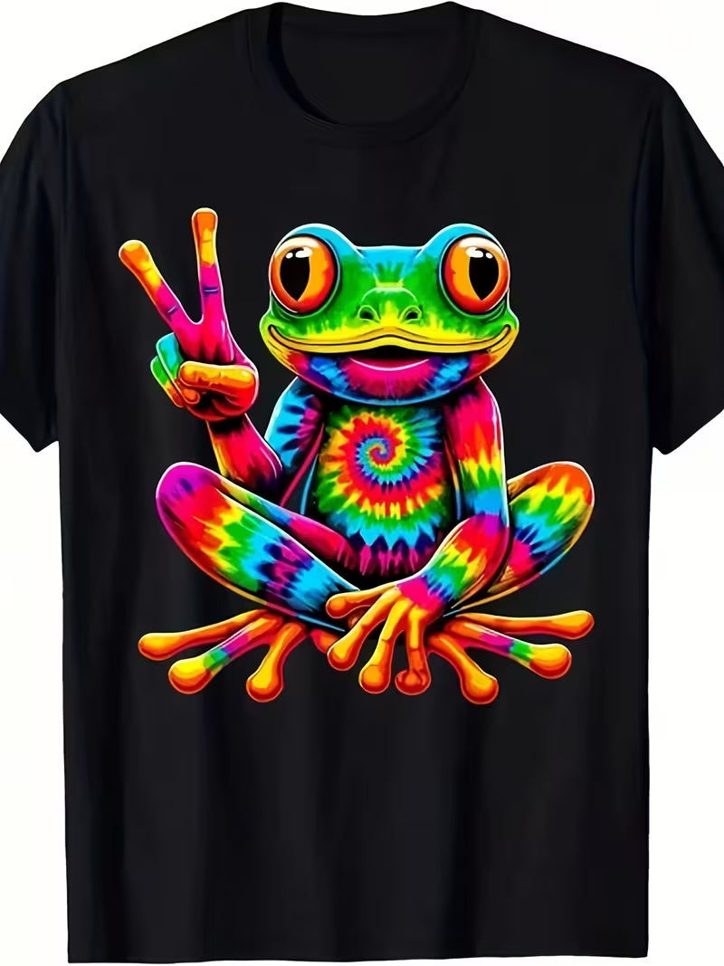 Unisex Colorful Frog Vinyl Graphic T-Shirt