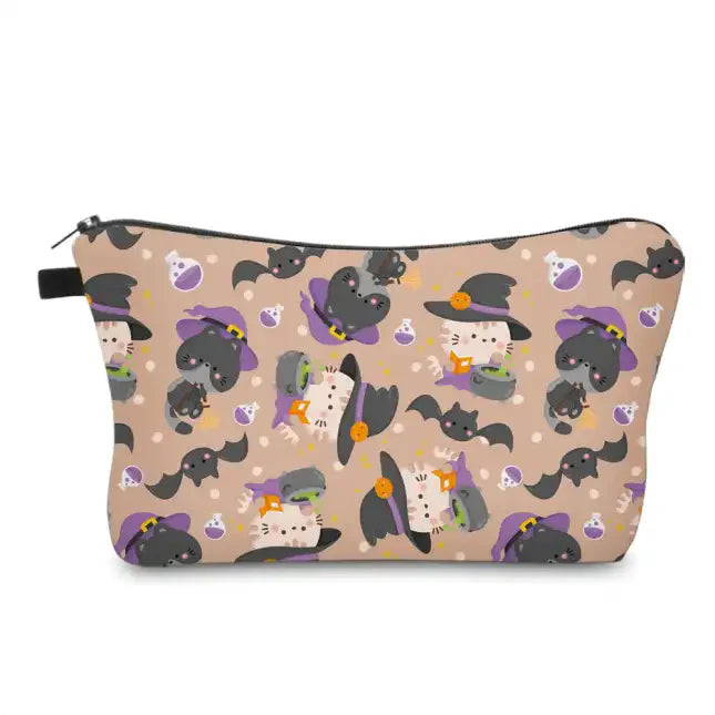 Halloween Fall, Cat Witch Water Resistant Pouch
