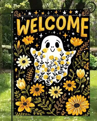 Floral Ghost Garden Flag