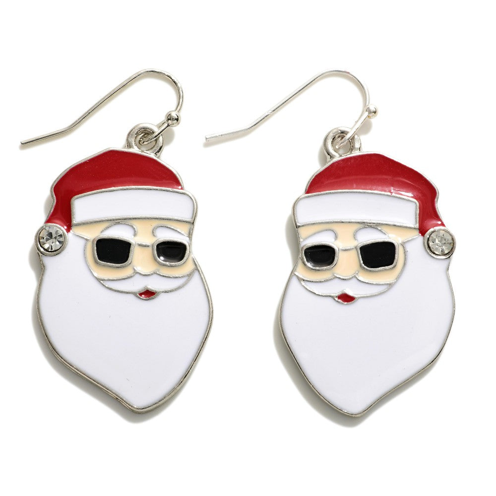 Tropical Sunglasses Santa Enamel Drop Earrings.