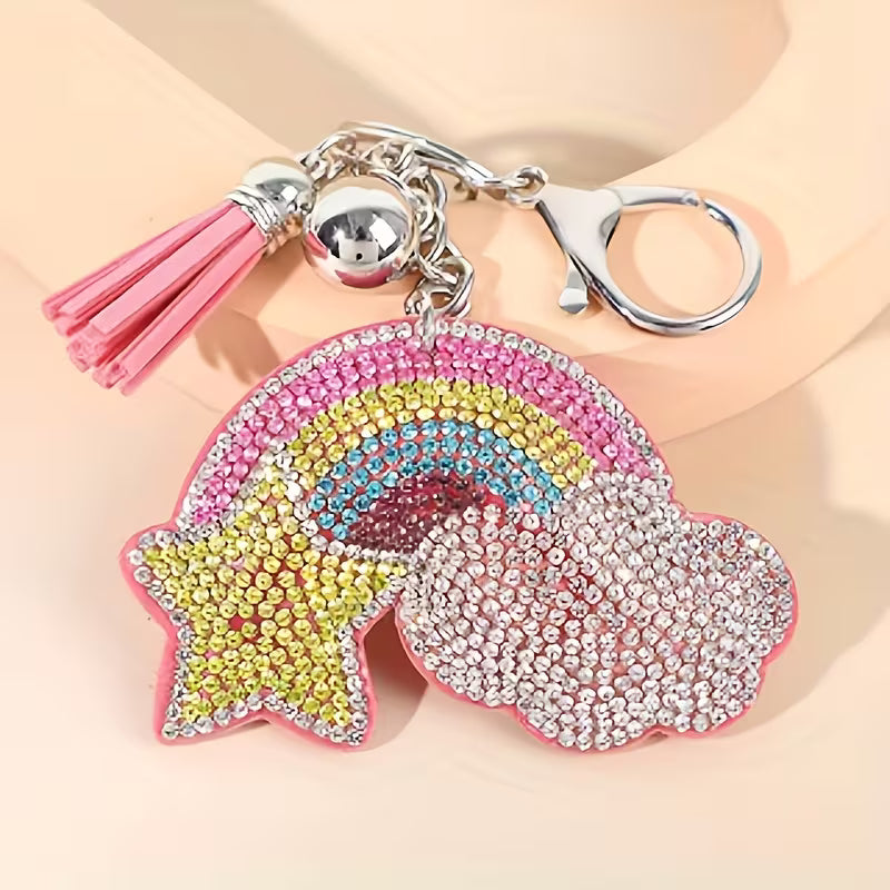 Rhinestone Rainbow Keychain