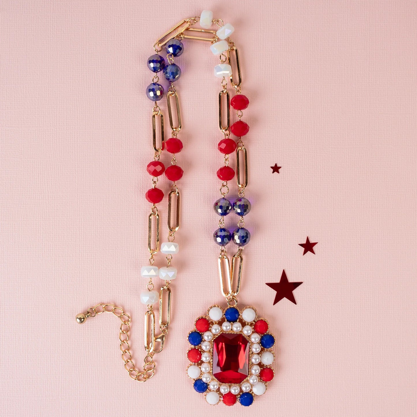 Fourth of July Necklace - Red, White, & Blue - 92207