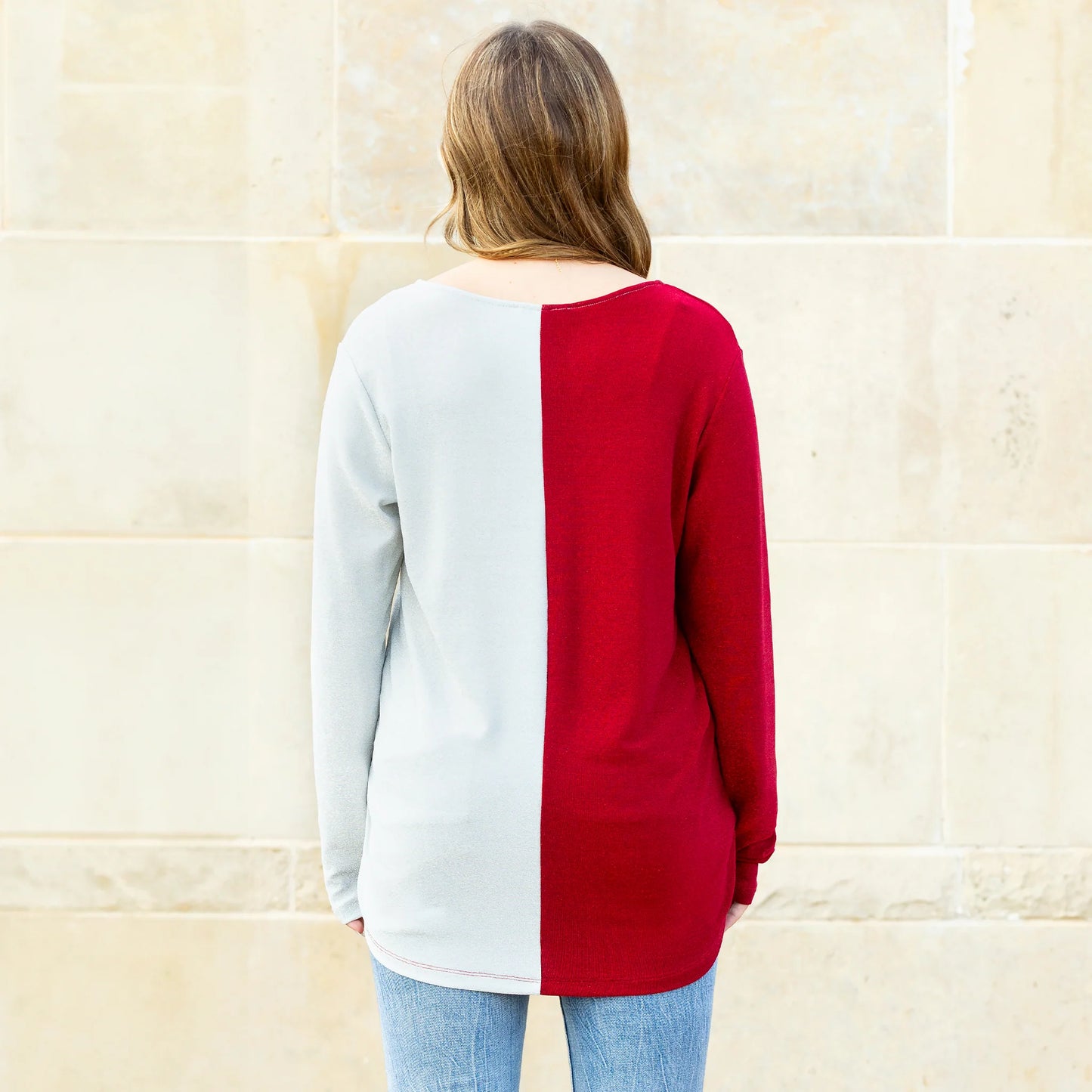 Sunshine & Redei V Neck Shimmer Color Block Top - Multi
