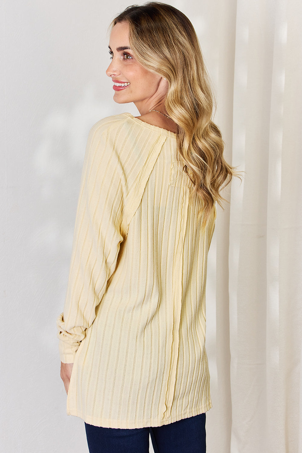 5 Colors! Basic Bae Full Size Ribbed Round Neck Slit T-Shirt
