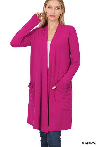Slouchy Pocket Open Cardigan - 2 Colors